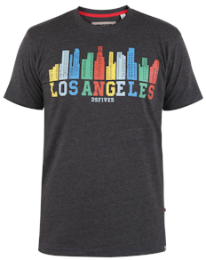D555 Hemford Los Angeles Skyline Bedrucktes T-Shirt Anthrazit